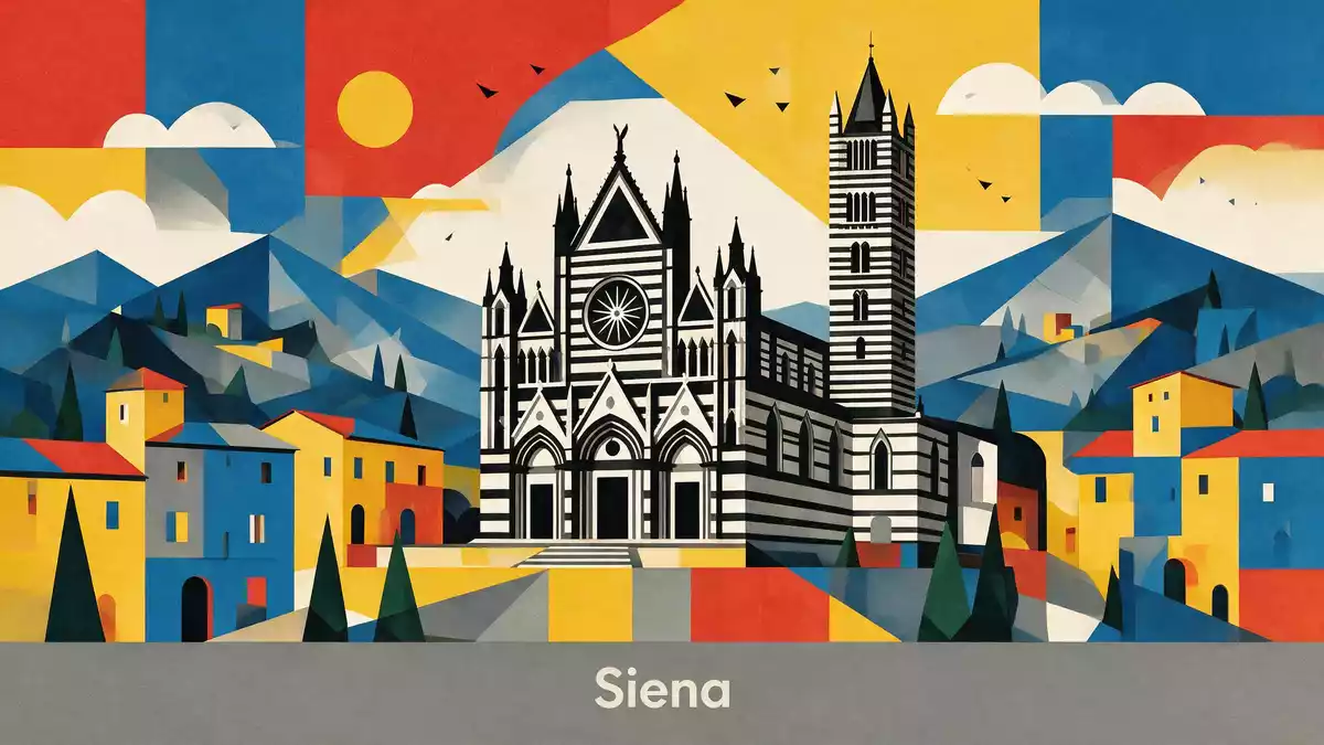 Bauhaus-Poster als Abstraktion von Dom von Siena in Siena, Italien