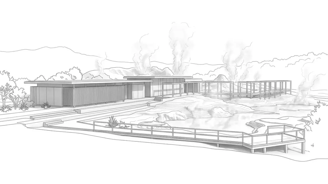 Architektur-Render von Wai-O-Tapu in Rotorua, Neuseeland bei Tageslicht
