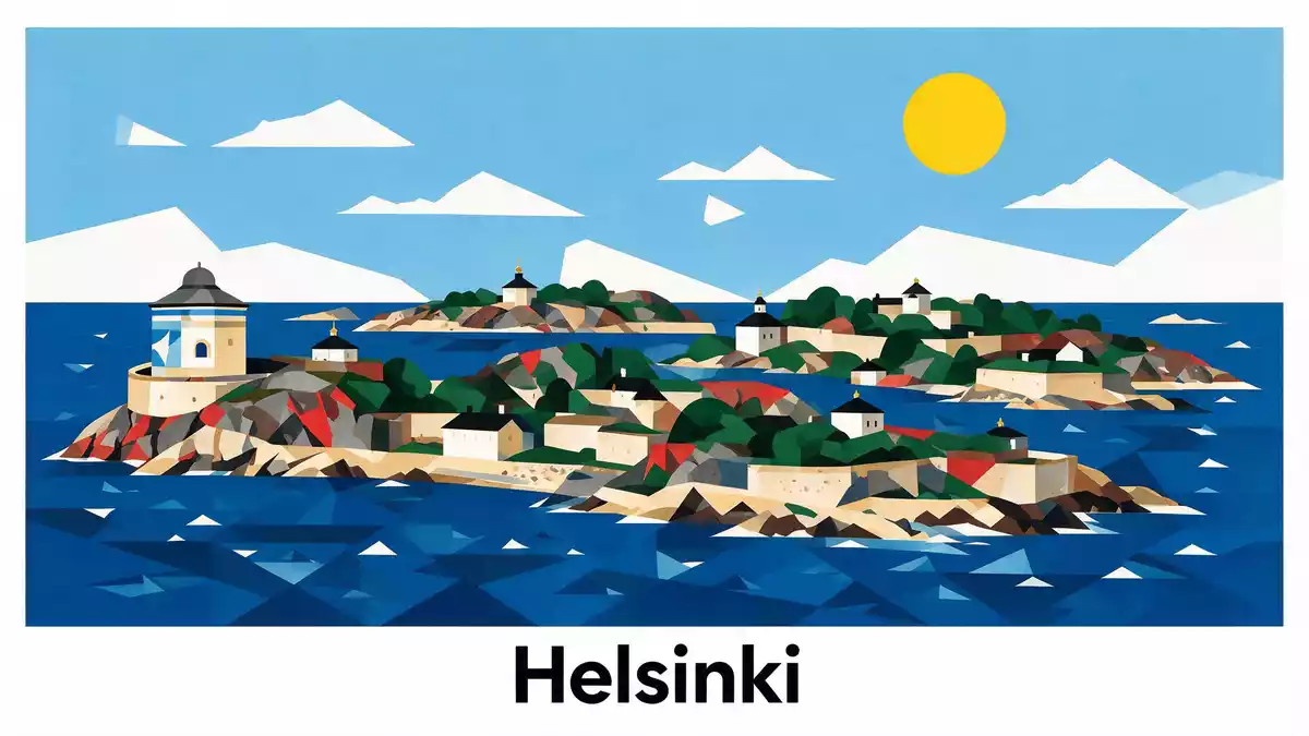 Bauhaus-Poster als Abstraktion von Suomenlinna Helsinki in Helsinki, Finnland