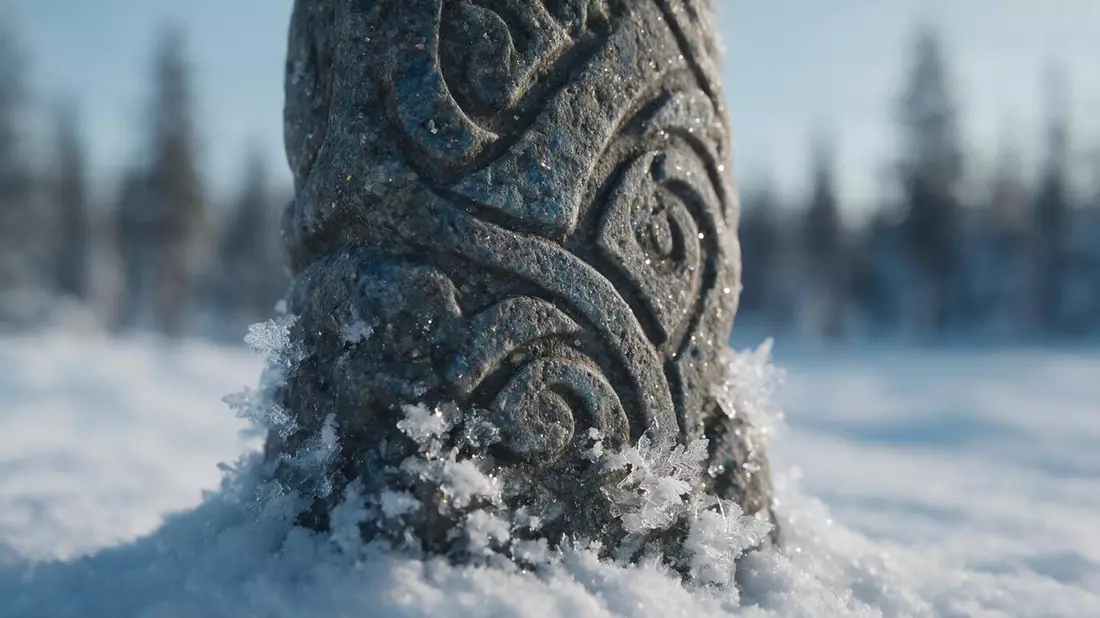 Makroaufnahme eines Materialdetails am Wahrzeichen Eishotel Jukkasjärvi, Jukkasjarvi Schweden
