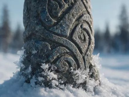 Extreme Makroaufnahme eines Materialdetails am Wahrzeichen Eishotel Jukkasjärvi in Jukkasjarvi Schweden, taktile Struktur und weiches - Foto: THN