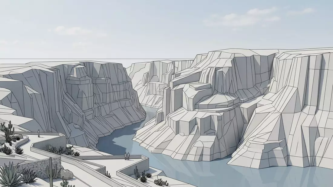 Architektur-Render von Sumidero-Canyon in Chiapa de Corzo, Mexiko bei Tageslicht