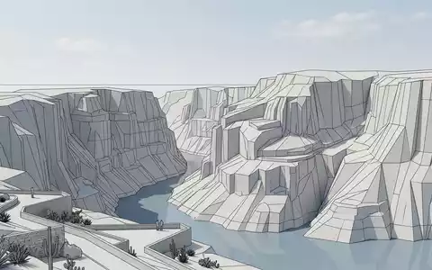 Moderner Architektur-Render zeigt Silhouette von Sumidero-Canyon in Chiapa de Corzo Mexiko, klare Linien und neutrales - Foto: THN
