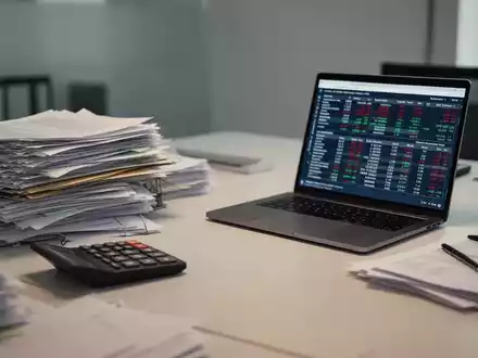 Ein leerer Schreibtisch in einer Steuerkanzlei mit Aktenstapeln und Computer, der den Personalmangel symbolisiert. - Foto: über boerse-global.de