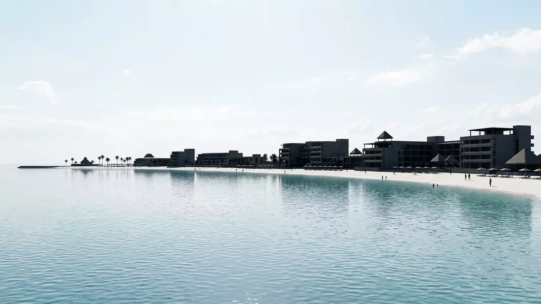Architektur-Render von Playa Norte Isla Mujeres in Isla Mujeres, Mexiko bei Tageslicht