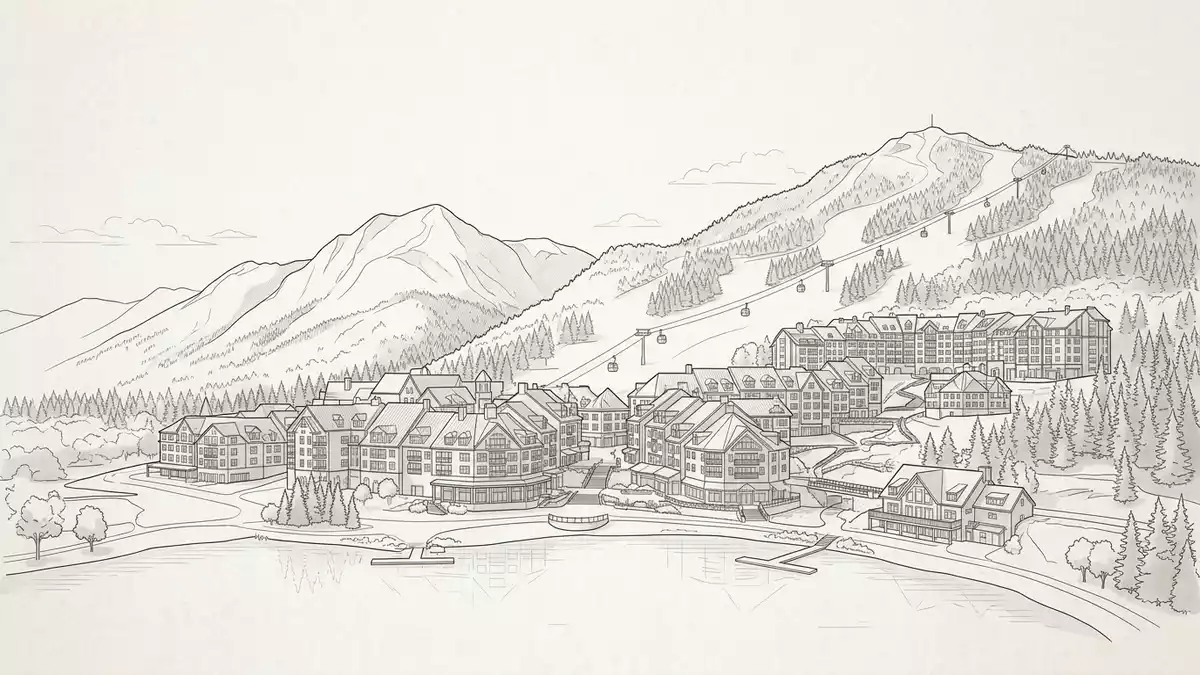 Architektur-Render von Mont Tremblant in Mont-Tremblant, Kanada bei Tageslicht