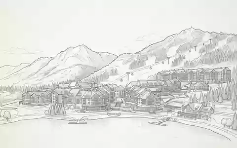 Moderner Architektur-Render zeigt Silhouette von Mont Tremblant in Mont-Tremblant Kanada, klare Linien und neutrales Tageslicht - Foto: THN