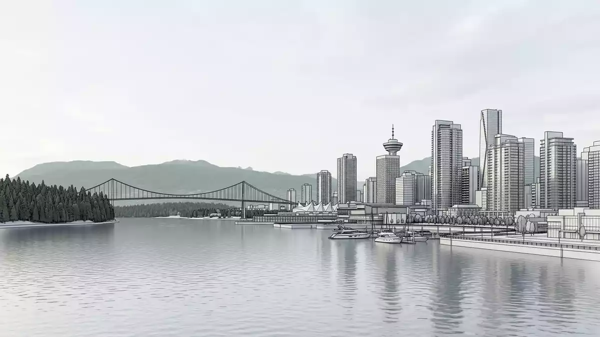 Architektur-Render von Stanley Park Vancouver in Vancouver, Kanada bei Tageslicht