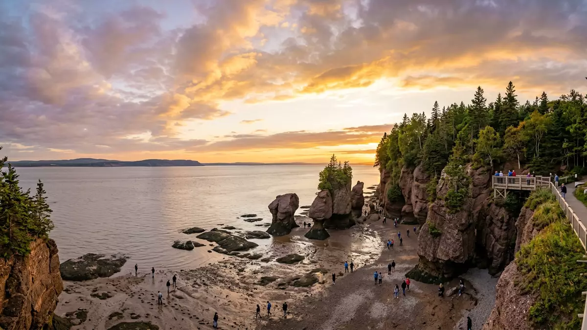 Fotorealistische Ansicht von Bay of Fundy in Saint John, Kanada im Abendlicht