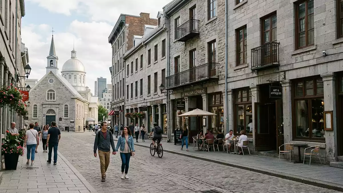 Editorial-Reisemagazinbild vom Wahrzeichen Altstadt Montreal in Montreal, Kanada