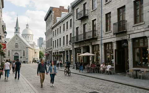 Editorialbild im Reisemagazin-Stil vom Wahrzeichen Altstadt Montreal in Montreal Kanada, ausgewogene Bildgestaltung und natuerliches Umgebungslicht - Foto: THN
