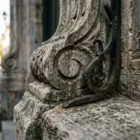 Extreme Makroaufnahme eines Materialdetails am Wahrzeichen Altstadt Montreal in Montreal Kanada, taktile Struktur und weiches - Foto: THN