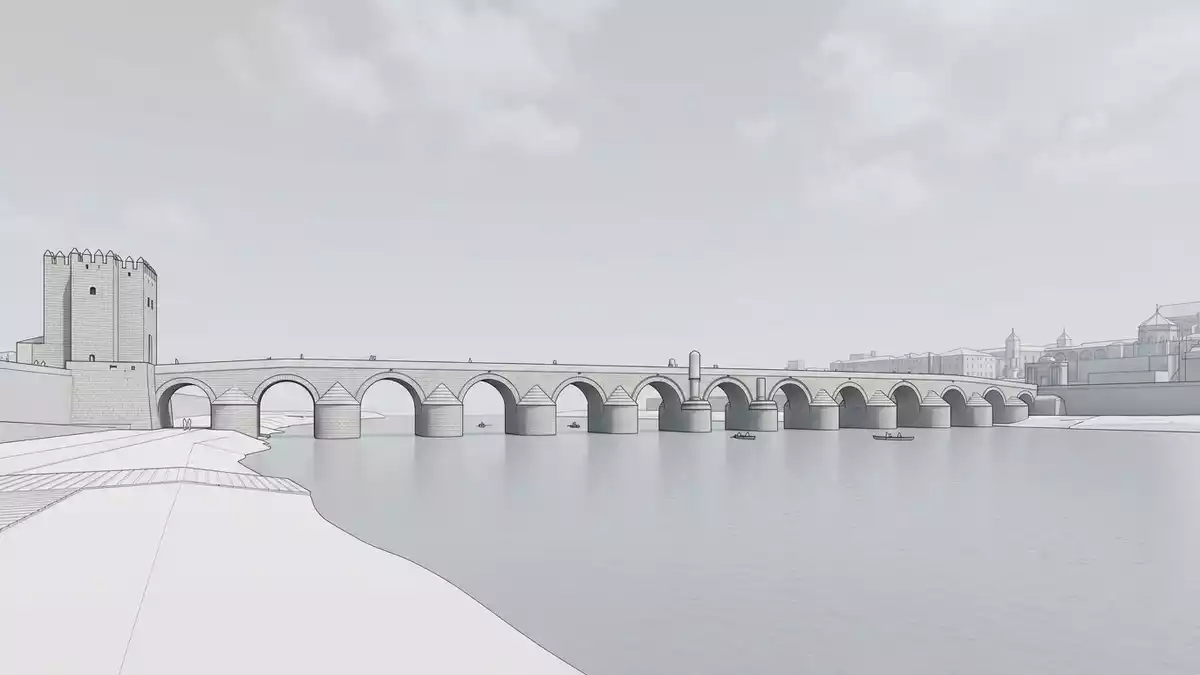 Architektur-Render von Romische Brucke Cordoba in Cordoba, Spanien bei Tageslicht
