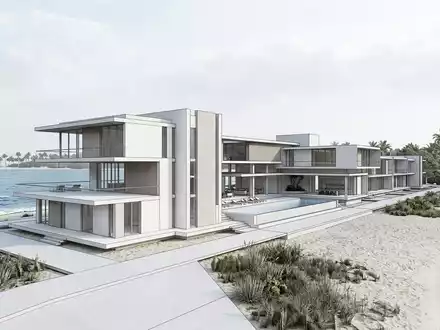 Moderner Architektur-Render zeigt Silhouette von Corn Islands in Big Corn Island Nicaragua, klare Linien und - Foto: THN