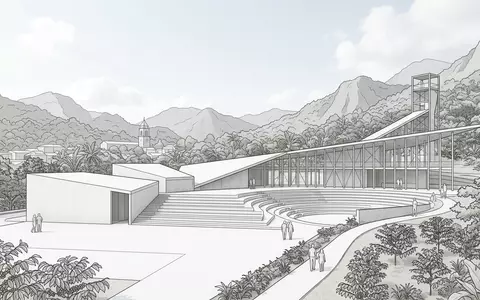 Moderner Architektur-Render zeigt Silhouette von Ruta de las Flores in Juayua El Salvador, klare Linien - Foto: THN