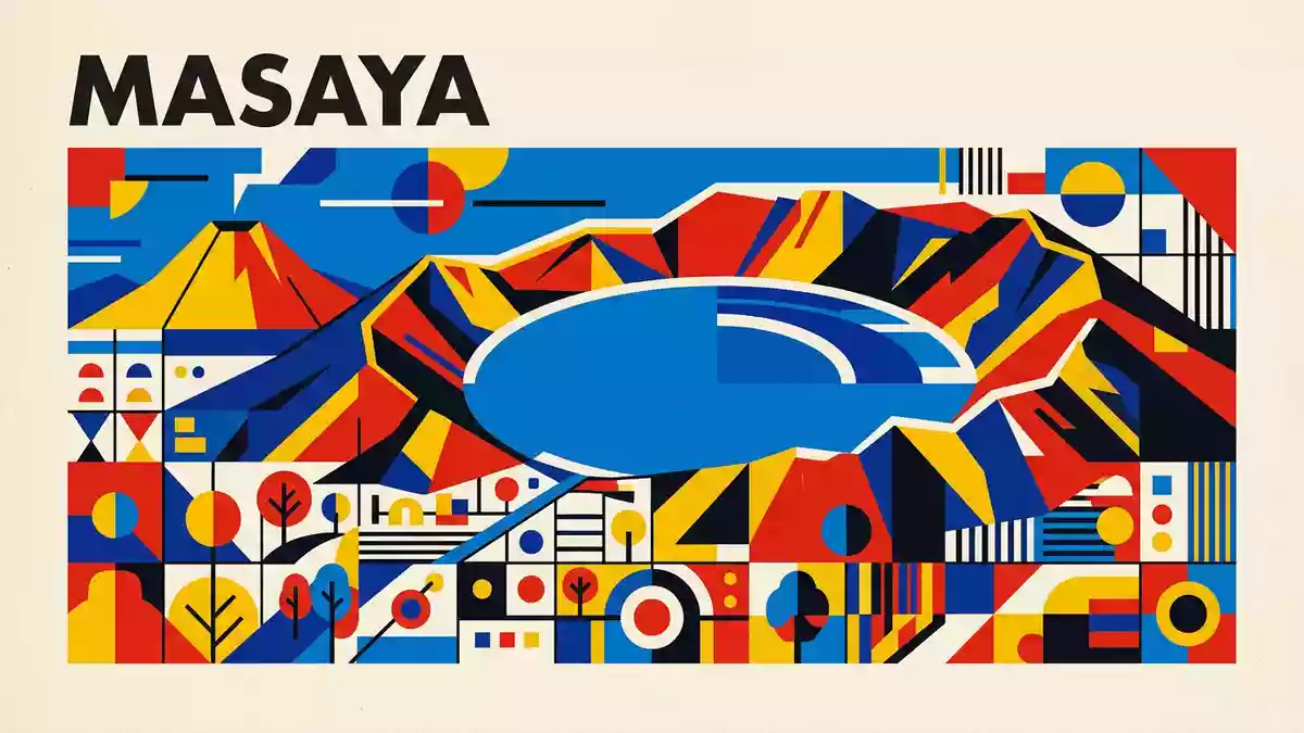 Bauhaus-Poster als Abstraktion von Apoyo-Lagune in Masaya, Nicaragua