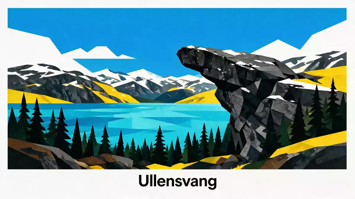Bauhaus-Poster als Abstraktion von Trolltunga in Ullensvang, Norwegen