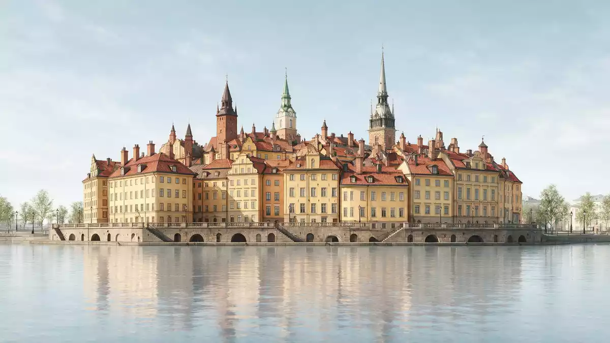 Architektur-Render von Gamla Stan Stockholm in Stockholm, Schweden bei Tageslicht