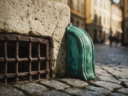 Extreme Makroaufnahme eines Materialdetails am Wahrzeichen Gamla Stan Stockholm in Stockholm Schweden, taktile Struktur und - Foto: THN