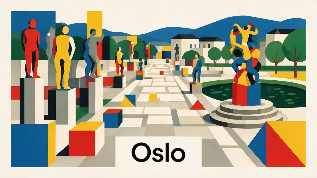 Bauhaus-Poster als Abstraktion von Vigeland-Park Oslo in Oslo, Norwegen