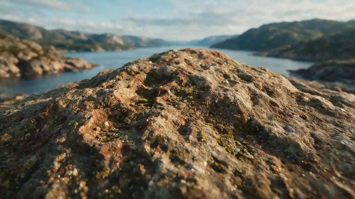 Makroaufnahme eines Materialdetails am Wahrzeichen Preikestolen, Strand Norwegen