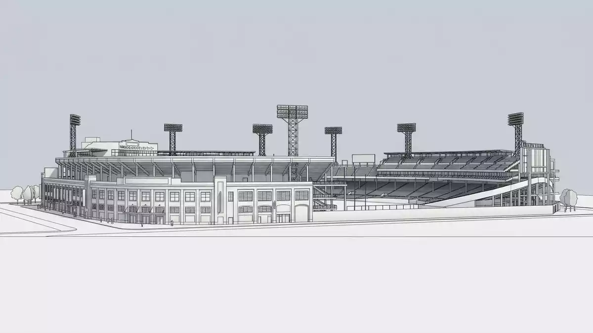 Architektur-Render von Fenway Park in Boston, USA bei Tageslicht