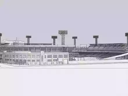Moderner Architektur-Render zeigt Silhouette von Fenway Park in Boston USA, klare Linien und neutrales Tageslicht - Foto: THN
