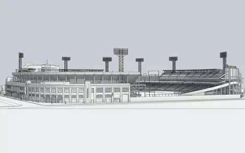 Moderner Architektur-Render zeigt Silhouette von Fenway Park in Boston USA, klare Linien und neutrales Tageslicht - Foto: THN