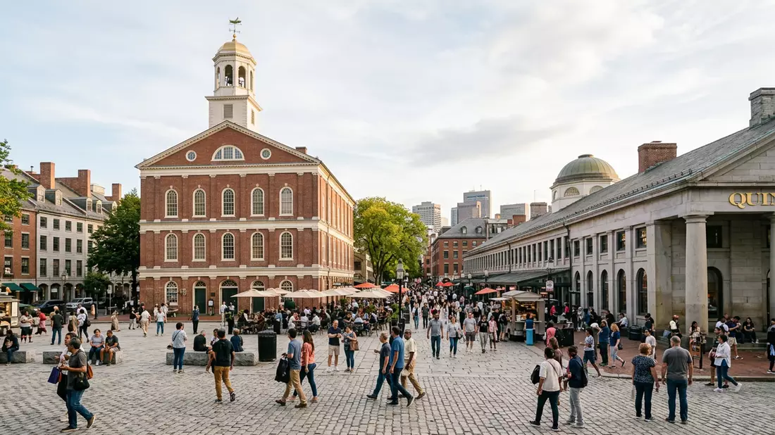 Editorial-Reisemagazinbild vom Wahrzeichen Faneuil Hall in Boston, USA