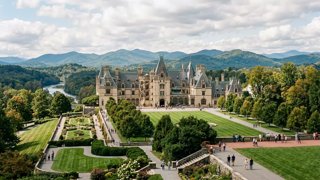 Editorial-Reisemagazinbild vom Wahrzeichen Biltmore Estate in Asheville, USA