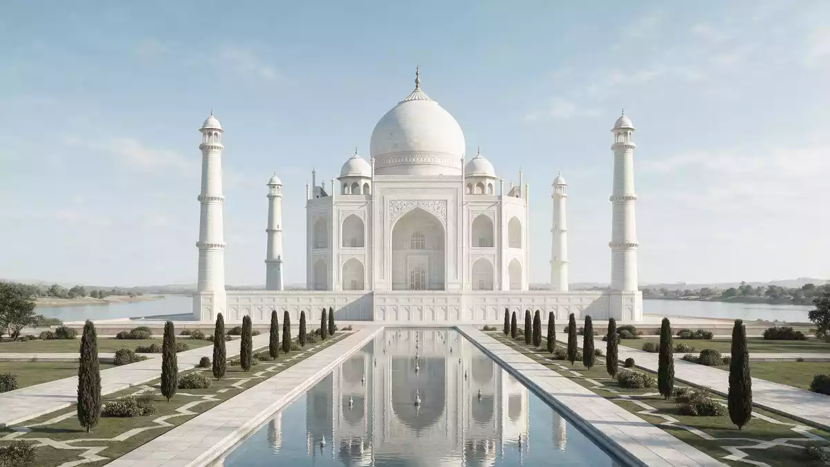Architektur-Render von Taj Mahal in Agra, Indien bei Tageslicht