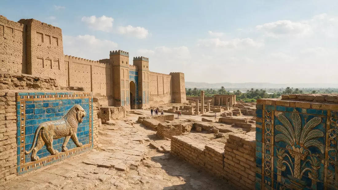 Editorial-Reisemagazinbild vom Wahrzeichen Ausgrabungen von Babylon in Hillah, Irak