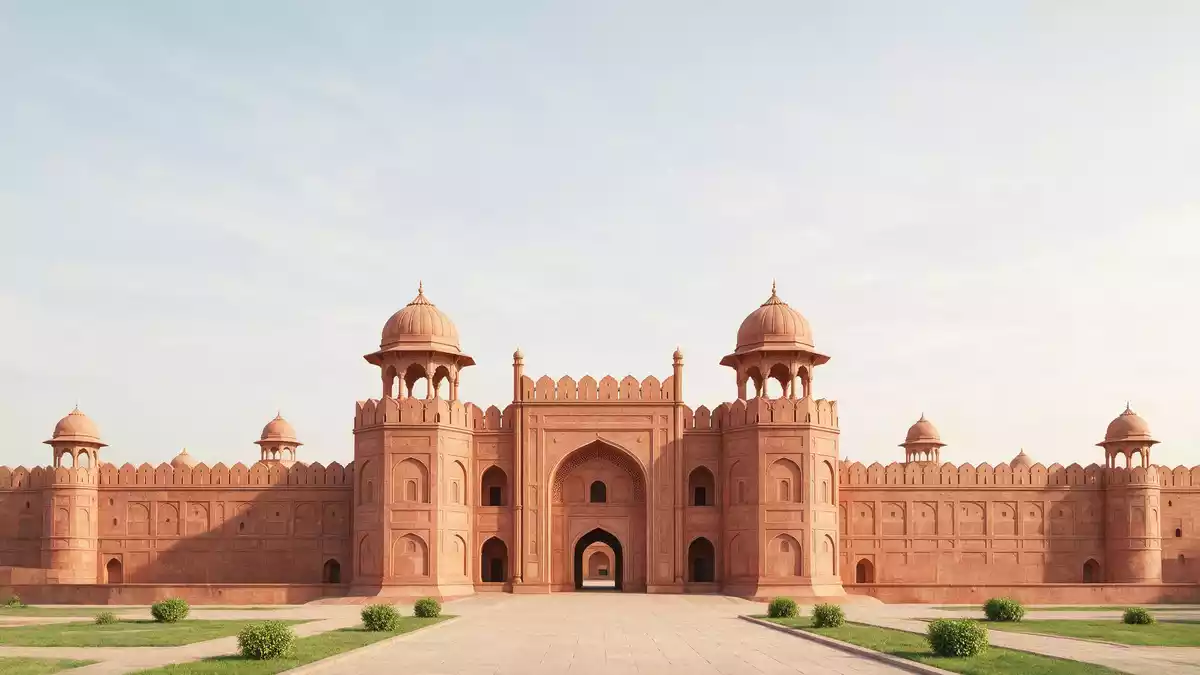 Architektur-Render von Lahore Fort in Lahore, Pakistan bei Tageslicht