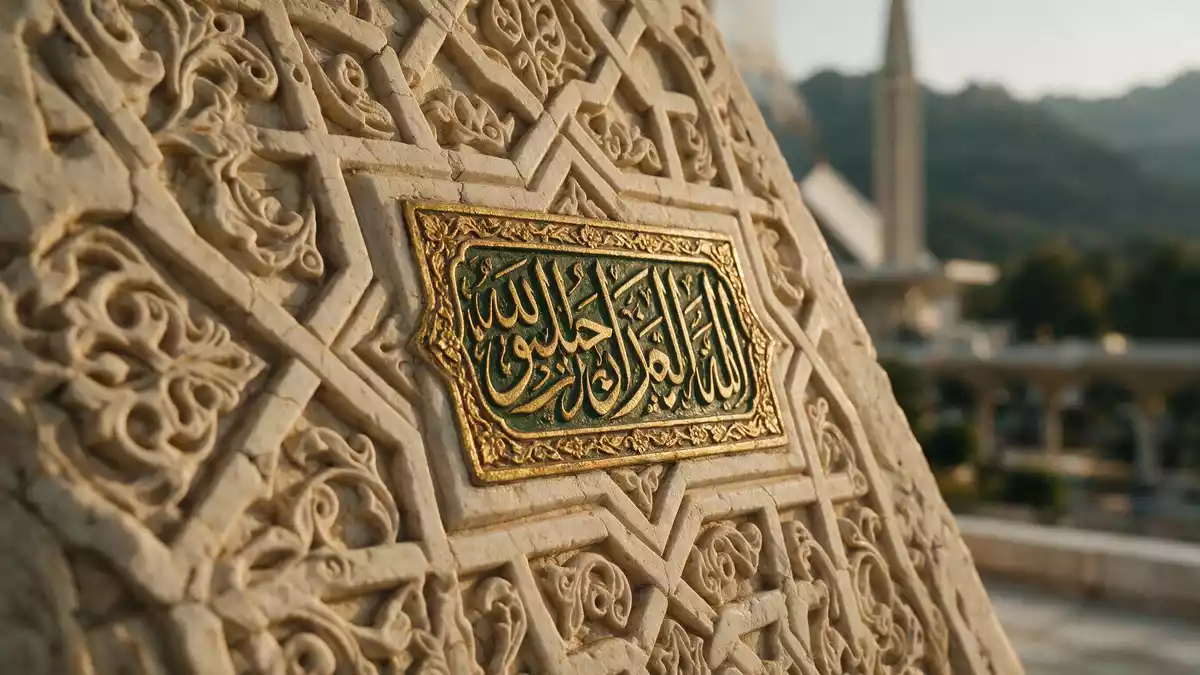 Makroaufnahme eines Materialdetails am Wahrzeichen Faisal-Moschee Islamabad, Islamabad Pakistan