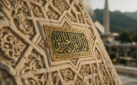 Extreme Makroaufnahme eines Materialdetails am Wahrzeichen Faisal-Moschee Islamabad in Islamabad Pakistan, taktile Struktur und weiches - Foto: THN