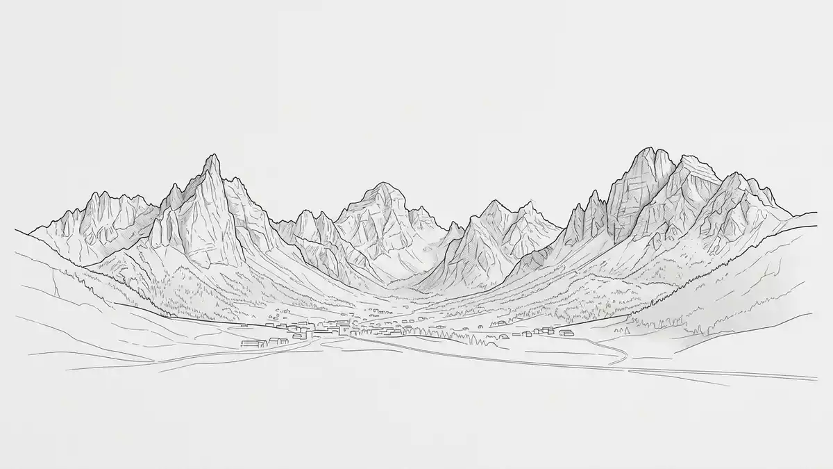 Architektur-Render von Dolomiten in Cortina d'Ampezzo, Italien bei Tageslicht