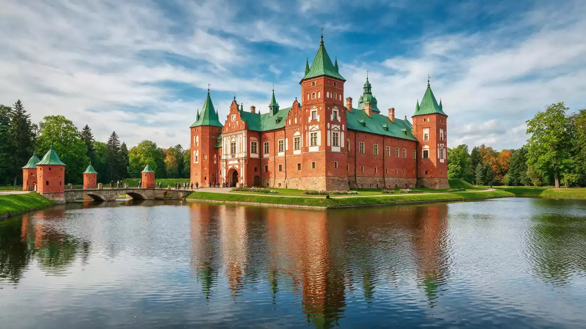 Editorial-Reisemagazinbild vom Wahrzeichen Schloss Nesvizh in Neswisch, Belarus