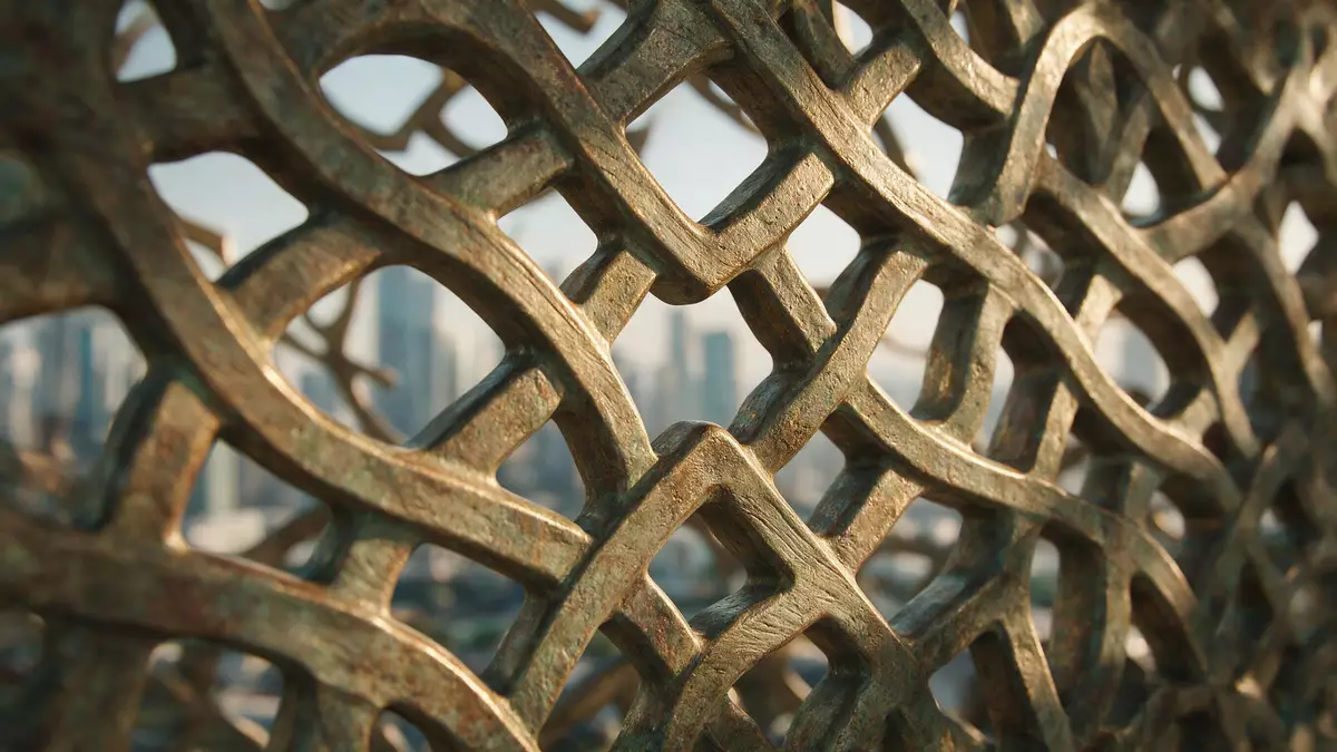 Makroaufnahme eines Materialdetails am Wahrzeichen Museum der Zukunft Dubai, Dubai VAE