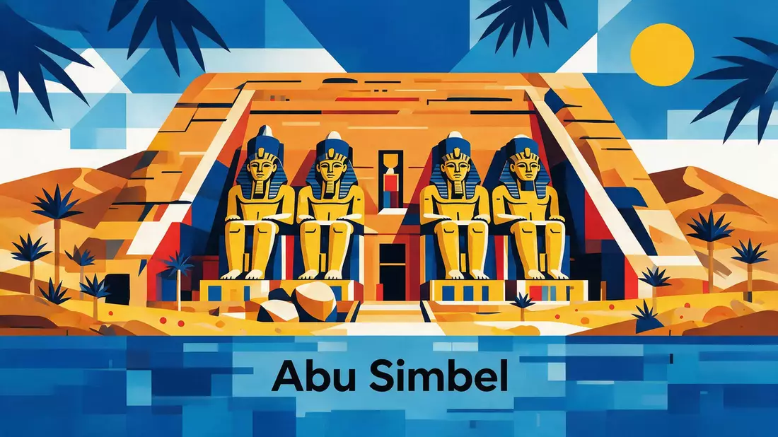 Bauhaus-Poster als Abstraktion von Abu Simbel in Abu Simbel, Ägypten