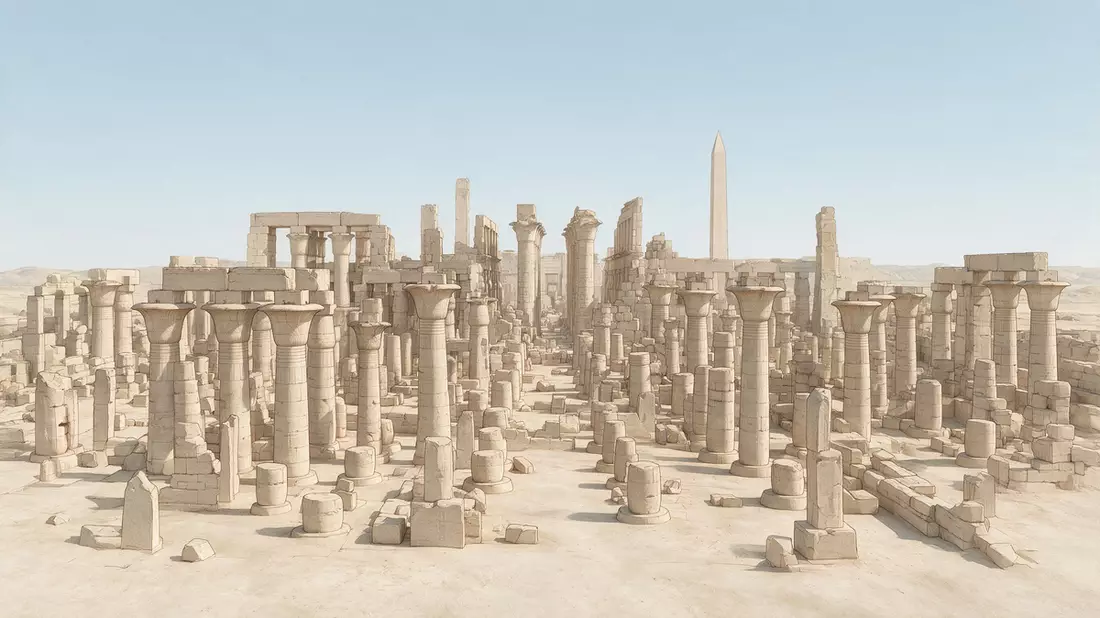 Architektur-Render von Karnak-Tempel in Luxor, Ägypten bei Tageslicht
