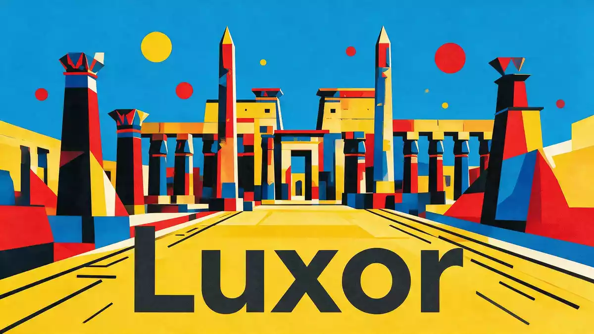 Bauhaus-Poster als Abstraktion von Karnak-Tempel in Luxor, Ägypten