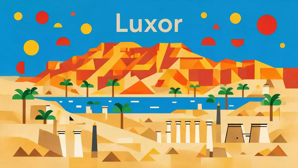 Bauhaus-Poster als Abstraktion von Tal der Könige in Luxor, Ägypten