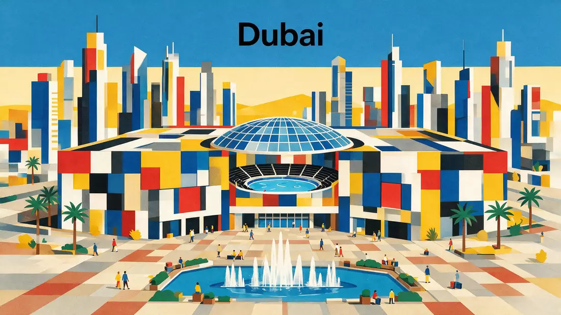 Bauhaus-Poster als Abstraktion von Dubai Mall in Dubai, VAE