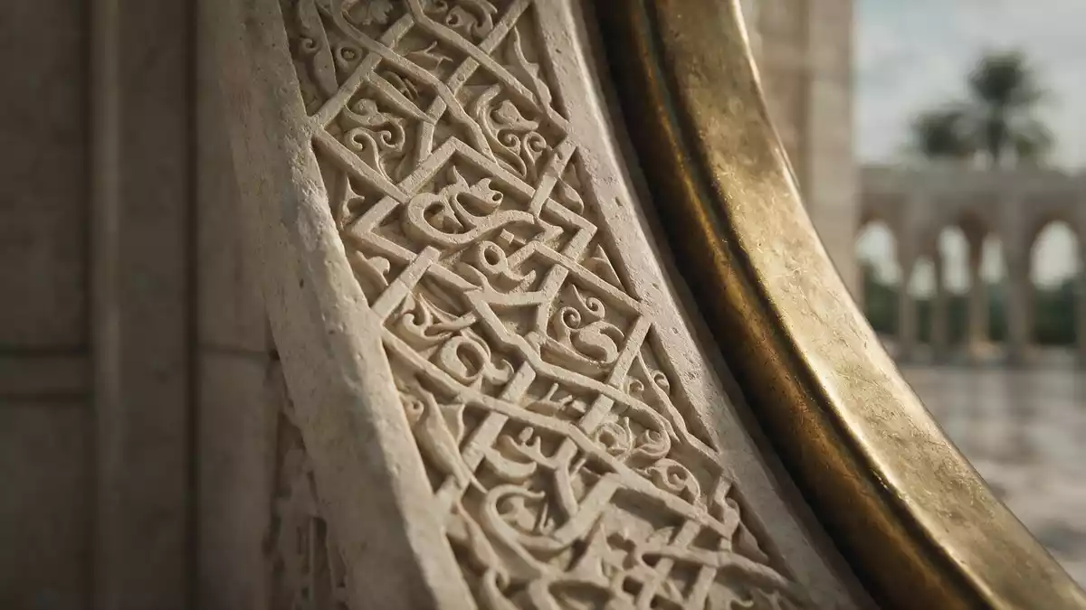 Makroaufnahme eines Materialdetails am Wahrzeichen Qasr Al Watan, Abu Dhabi VAE