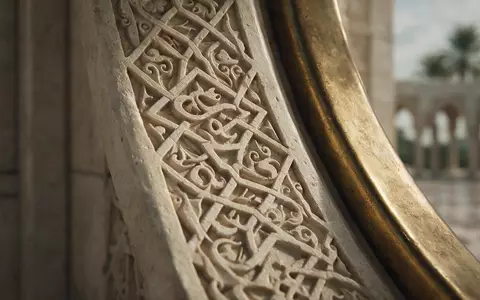 Extreme Makroaufnahme eines Materialdetails am Wahrzeichen Qasr Al Watan in Abu Dhabi VAE, taktile Struktur - Foto: THN