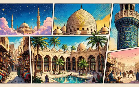 Pop-Art-Comicillustration des Wahrzeichens Ägyptisches Museum Kairo in Kairo Ägypten, kraeftige Konturen Rasterpunkte und satte Farben - Foto: THN