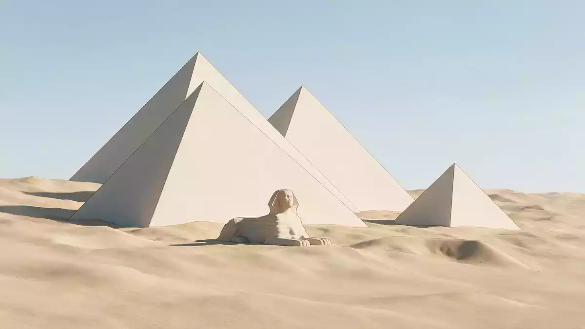 Architektur-Render von Pyramiden von Gizeh in Gizeh, Ägypten bei Tageslicht
