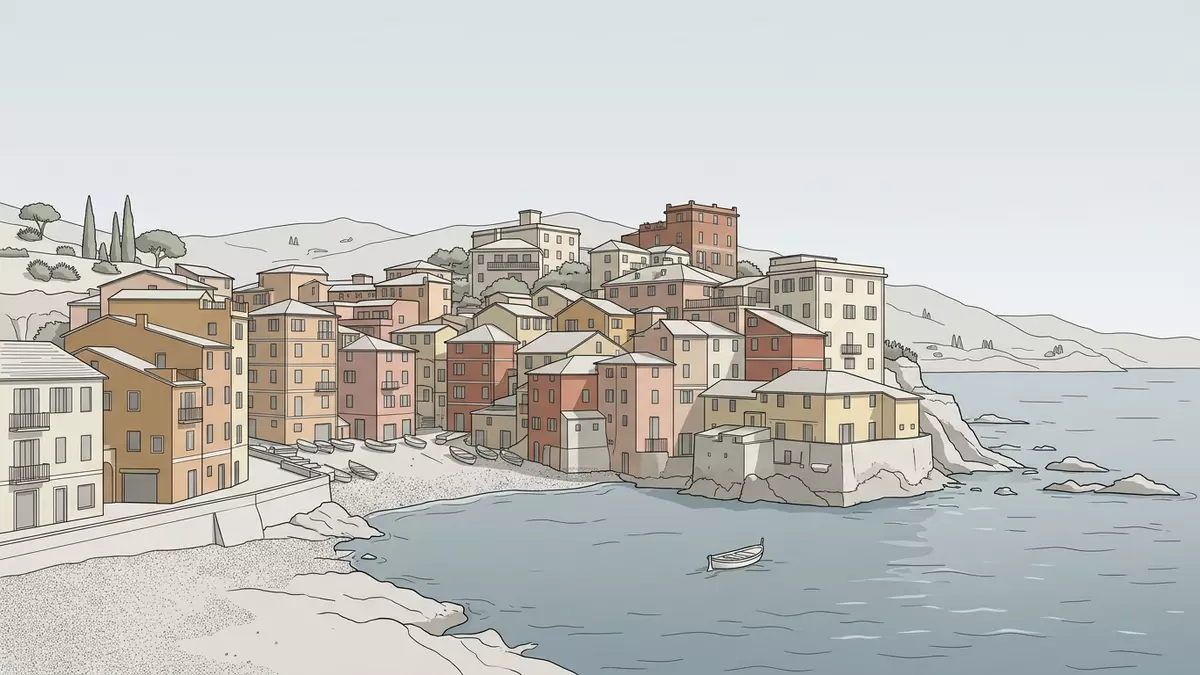 Architektur-Render von Boccadasse Genua in Genua, Italien bei Tageslicht