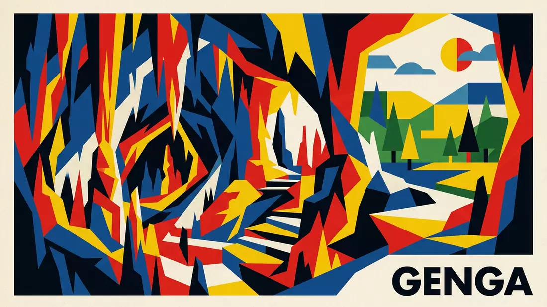 Bauhaus-Poster als Abstraktion von Frasassi-Hohlen in Genga, Italien