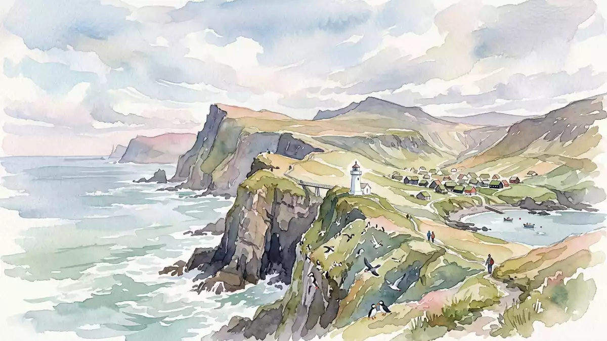 Aquarell-Illustration von Mykene in Mykines, Griechenland als Reiseposter
